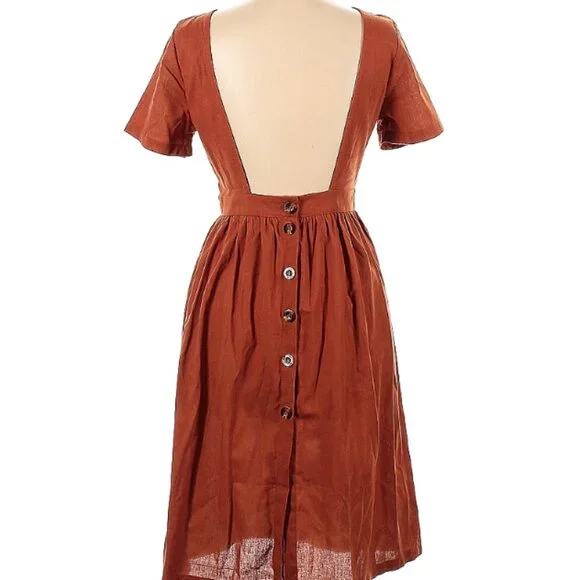 Unbranded Women's Orange L Casual Dress Open Back - Picture 3 of 5